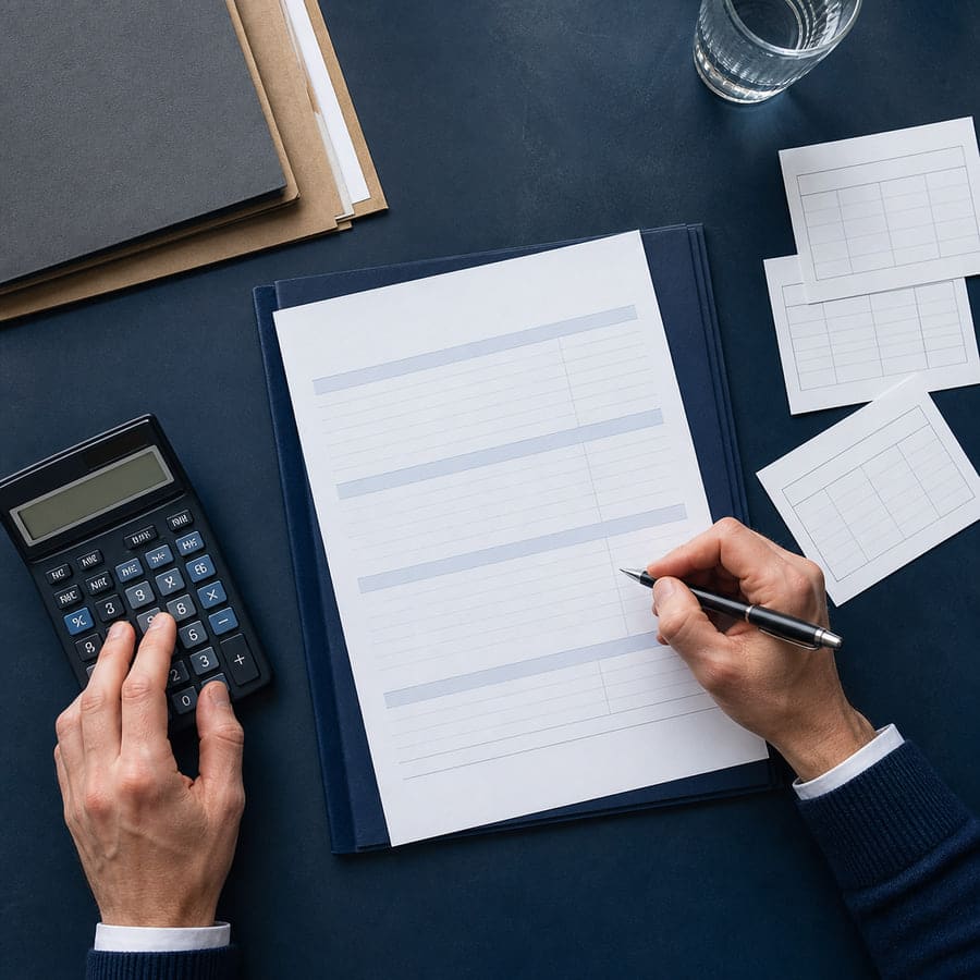 A written price being prepared for a new client