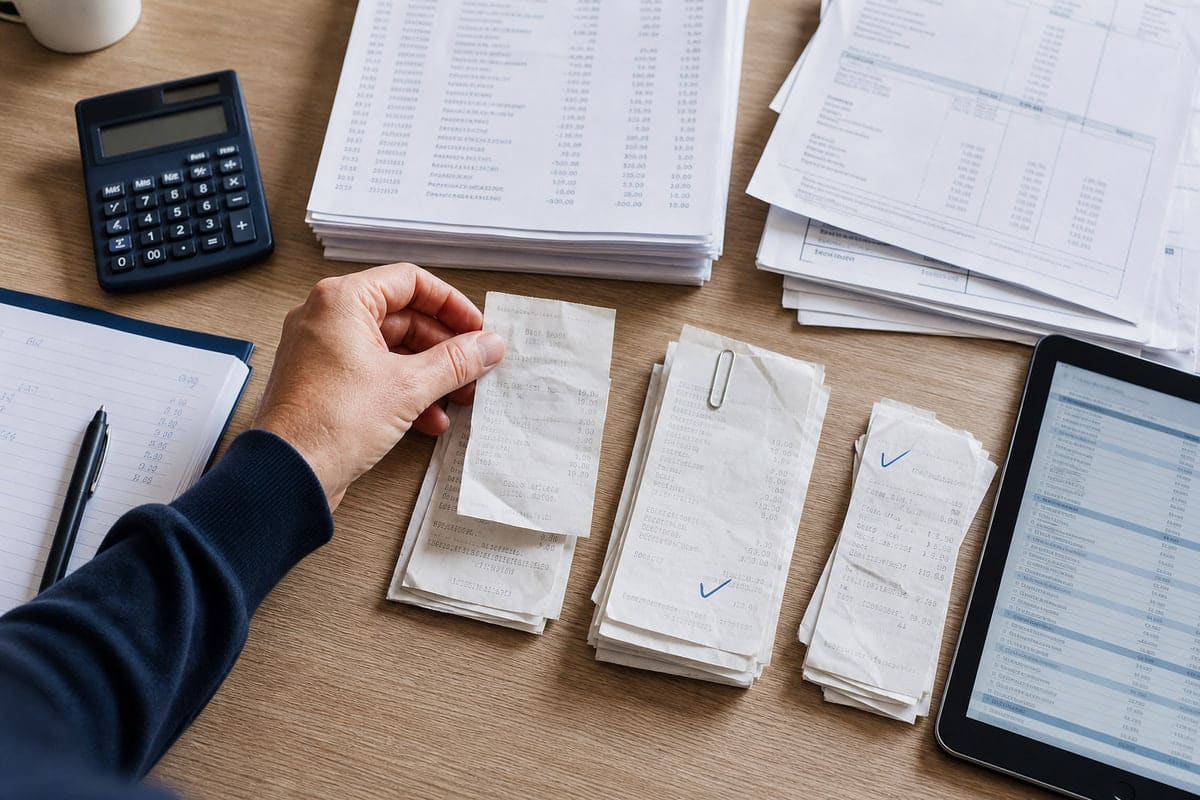 VAT records shown alongside the purchase invoices that support them