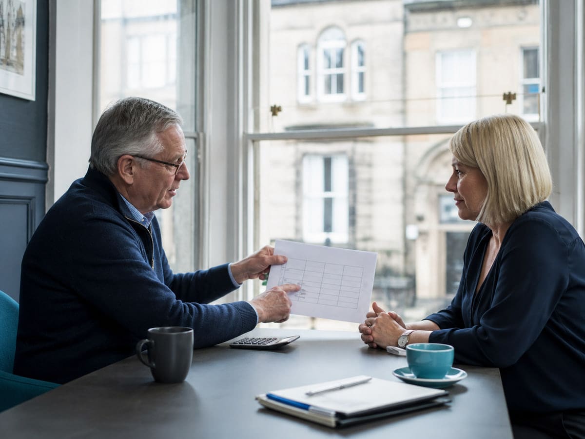 A client and their accountant agreeing a fixed price