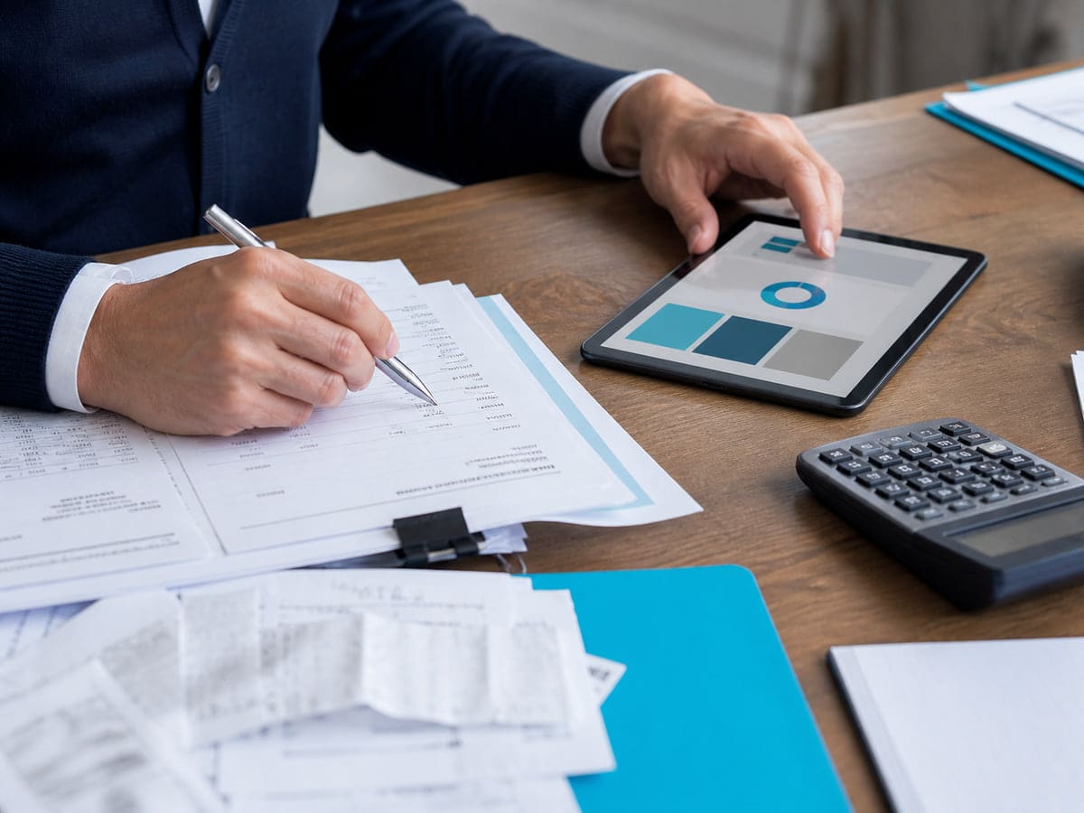 Quarterly VAT figures being checked against the bookkeeping records